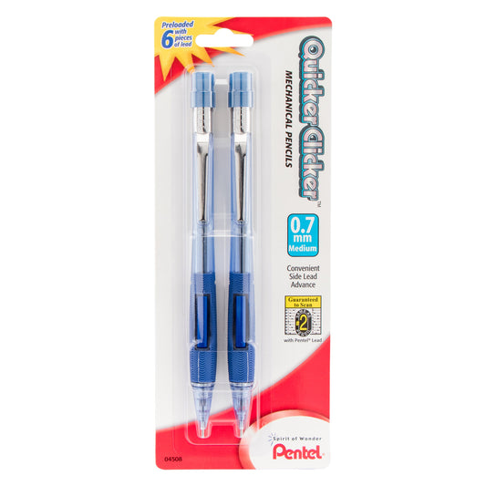 Quicker Clicker Mechanical Pencil (0.7mm) Transparent Blue Barrel 2-Pk (PD347BP2-K6)