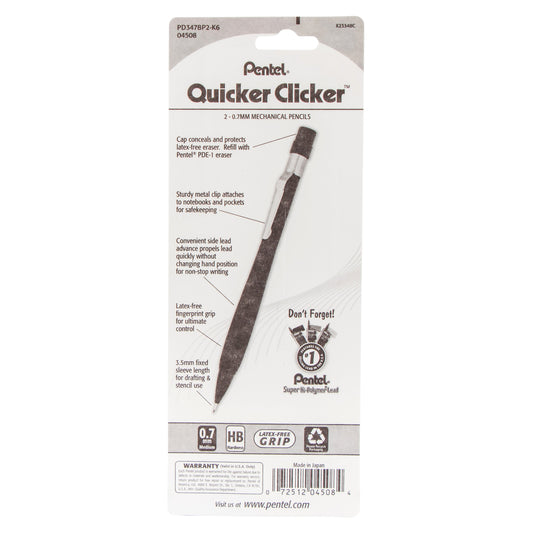 Quicker Clicker Mechanical Pencil (0.7mm) Transparent Blue Barrel 2-Pk (PD347BP2-K6)