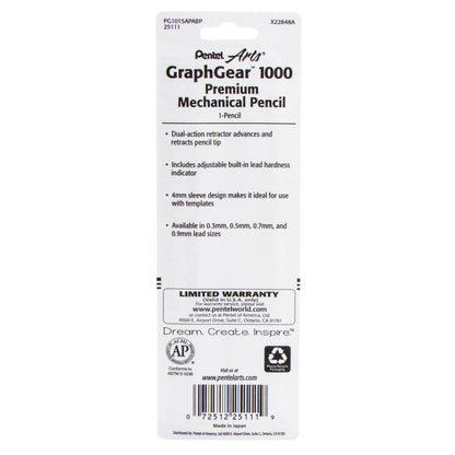 Pentel Arts GraphGear 1000 Automatic Drafting Pencil (0.5mm), 1-Pk (PG1015APABP)