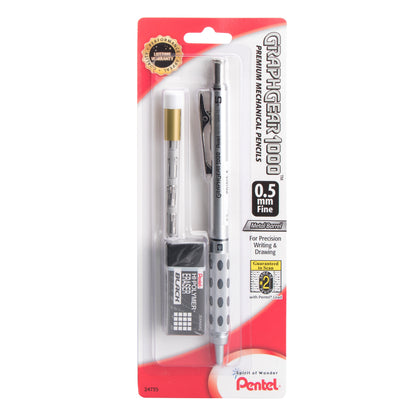 GraphGear 1000 Automatic Drafting Pencil (0.5mm), Eraser Refills, 1-Pk (PG1015EBP)
