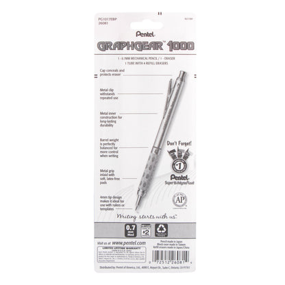 GraphGear 1000 Automatic Drafting Pencil (0.7mm), Eraser Refills, 1-Pk (PG1017EBP)