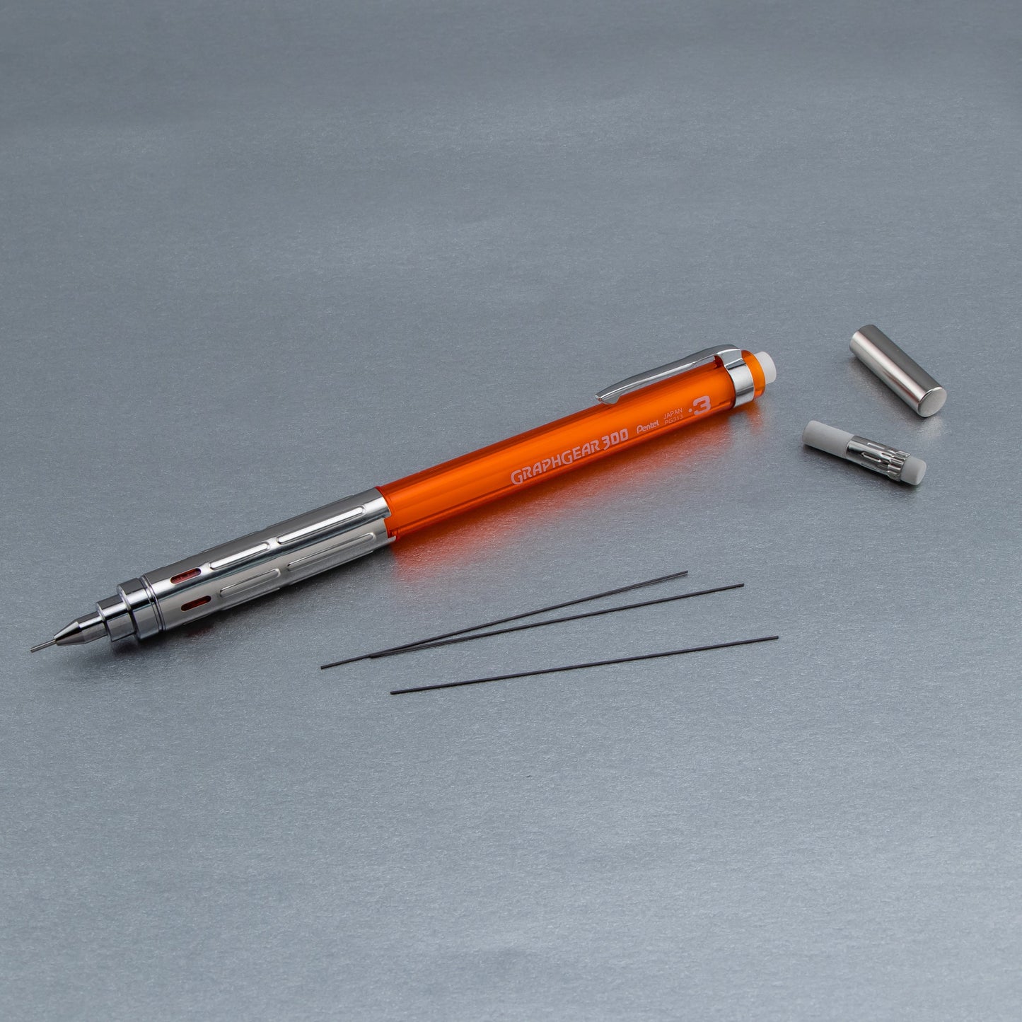 GraphGear 300 Mechanical Pencil, (0.3mm) Extra-fine line, Orange Barrel (PG313TF)