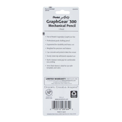 Pentel Arts GraphGear 300 Mechanical Pencil, (0.9mm) Thick line, 1-Pack, Red Barrel (PG319TBPABP)
