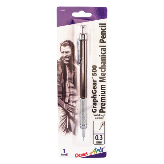 Pentel Arts GraphGear 500 Premium Drafting Pencil (0.3mm), Brown Barrel, 1-Pk (PG523EPABP)