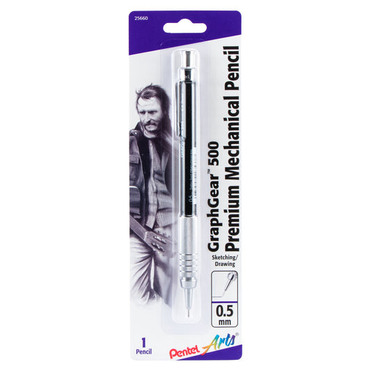 Pentel Arts GraphGear 500 Premium Drafting Pencil (0.5mm), Black Barrel, 1-Pk (PG525APABP)