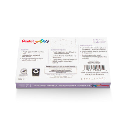 Pentel Arts Oil Pastels - 12 Color Set (PHN-12)