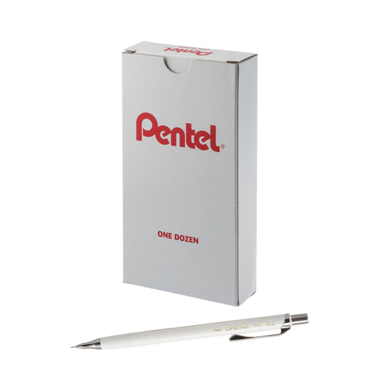 ORENZ 1-Click Mechanical Pencil (0.2mm) White Barrel, Pre-Loaded with B Lead (PP502W)