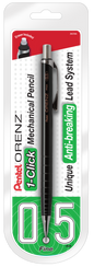 ORENZ 1-Click Mechanical Pencil 0.5mm, Black Barrel, 1pk, Red Card (PP505BP)