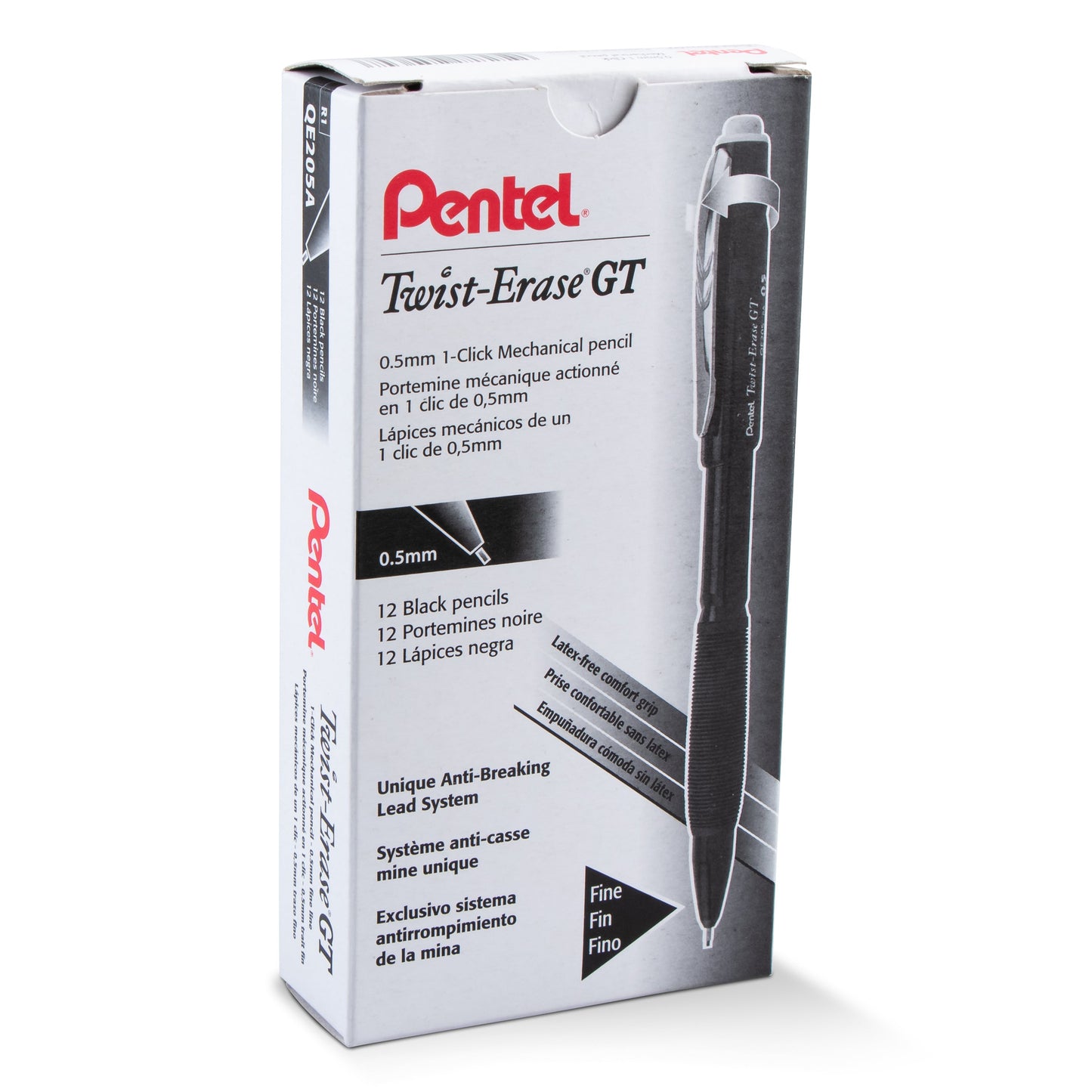 Twist-Erase GT (0.5mm) 1-CLICK Mechanical Pencil Transparent Black barrel (QE205A)