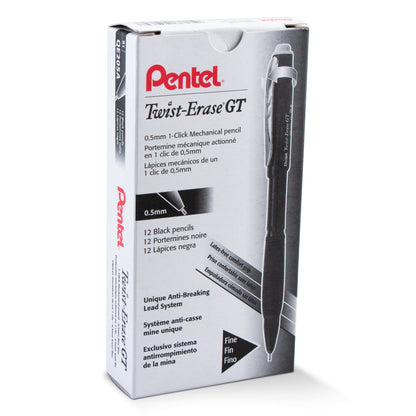 Twist-Erase GT (0.5mm) 1-CLICK Mechanical Pencil Transparent Black barrel (QE205A)