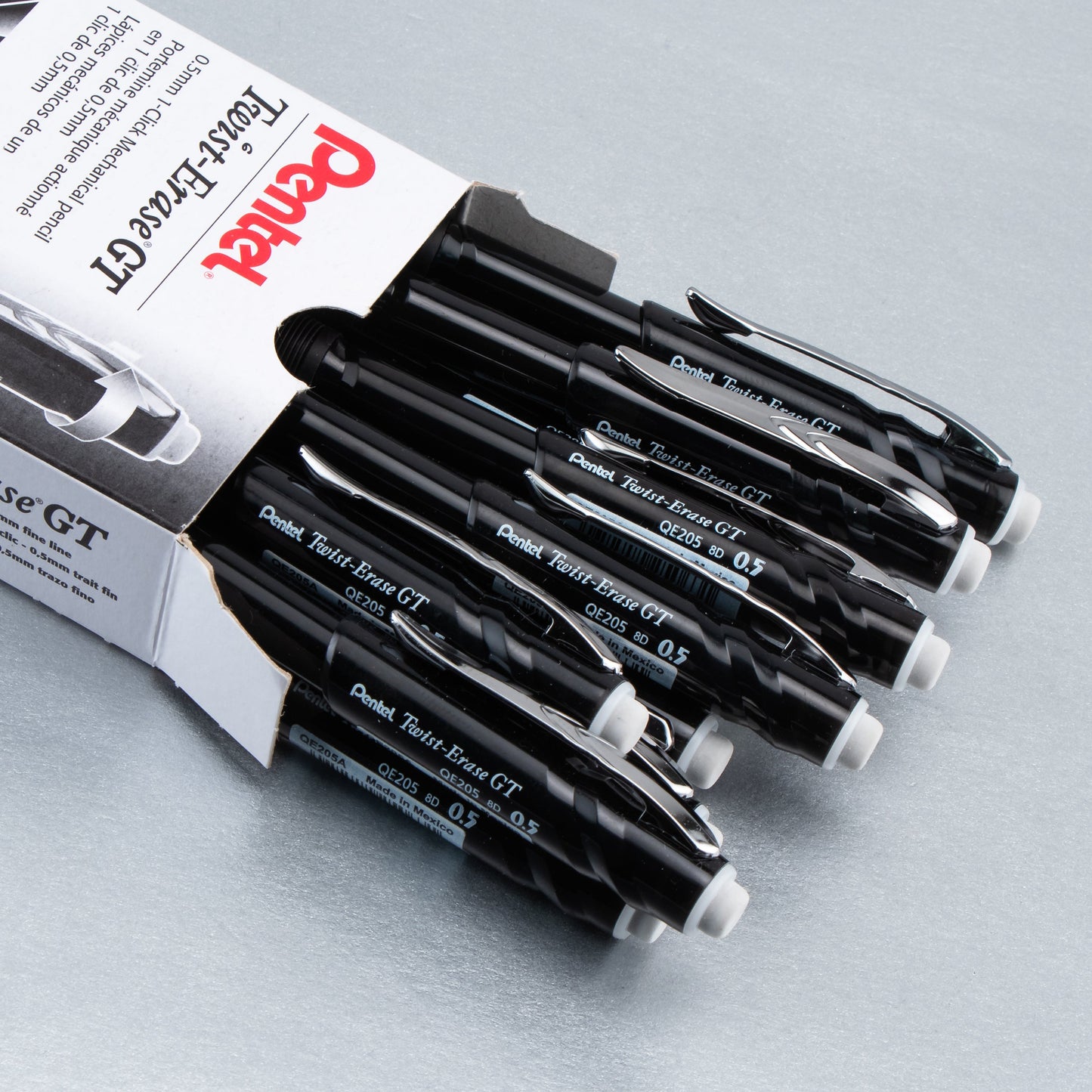 Twist-Erase GT (0.5mm) 1-CLICK Mechanical Pencil Transparent Black barrel (QE205A)