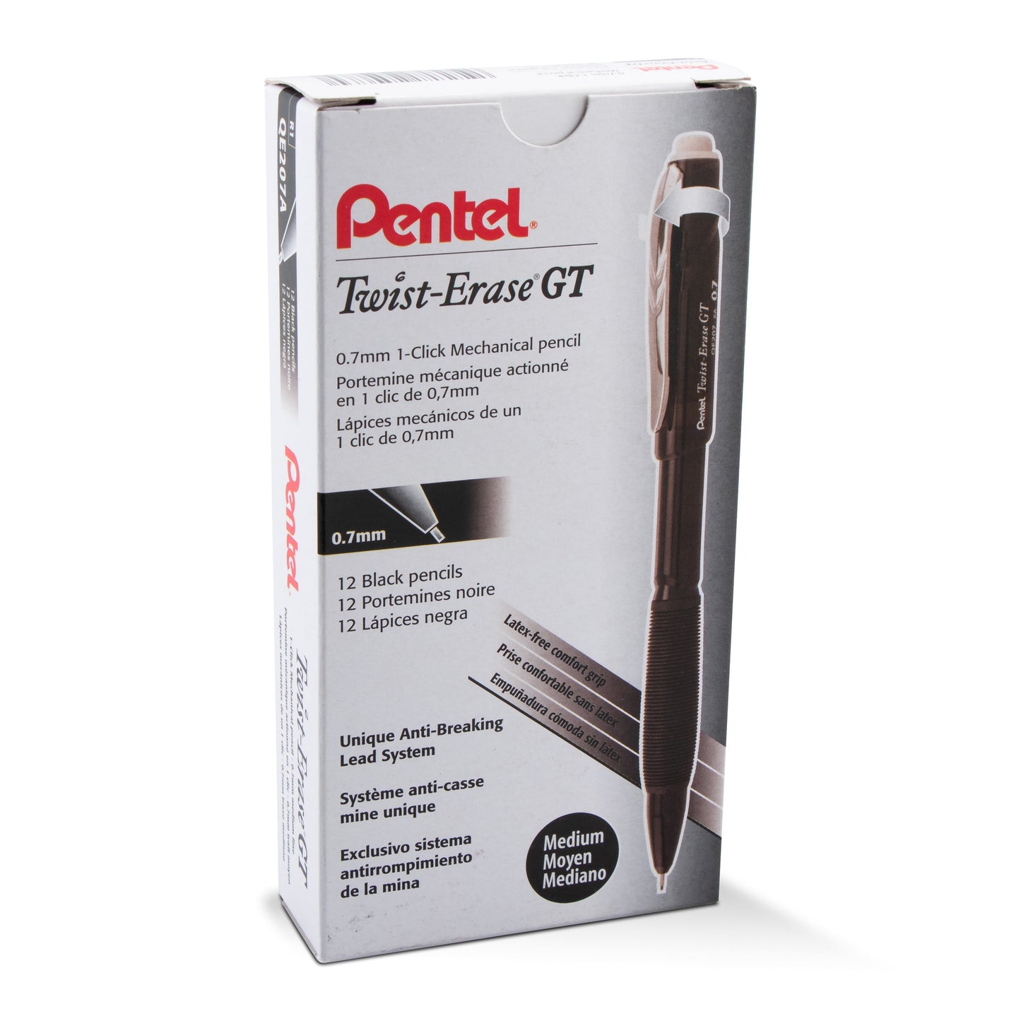 Twist-Erase GT (0.7mm) 1-CLICK Mechanical Pencil Transparent Black (QE207A)