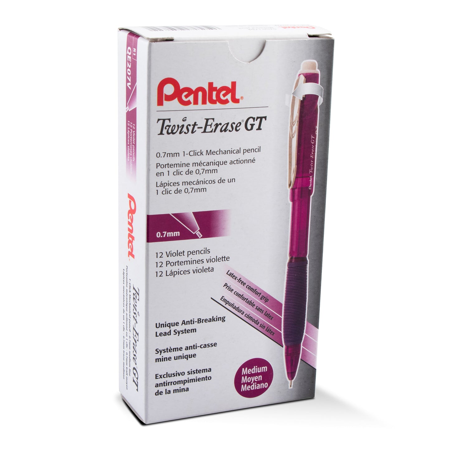 Twist-Erase GT (0.7mm) 1-CLICK Mechanical Pencil Transparent Purple (QE207V)