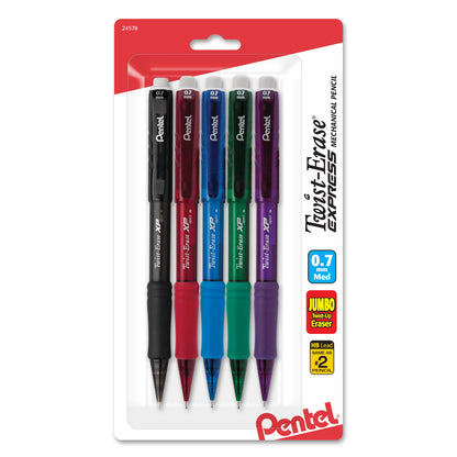 Twist-Erase EXPRESS Mechanical Pencil (0.7mm) Assorted Barrel Colors (A/B/C/D/V) 5-Pk (QE417FBP5M)