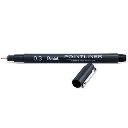 Pentel Arts Pointliner Pen, 0.3mm, Black Ink (S20P-3A)