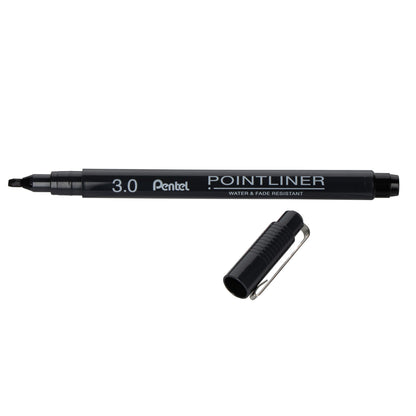 Pentel Arts Pointliner Pen, 3.0 mm Calligraphy Tip, Black Ink (S20P-C30A)