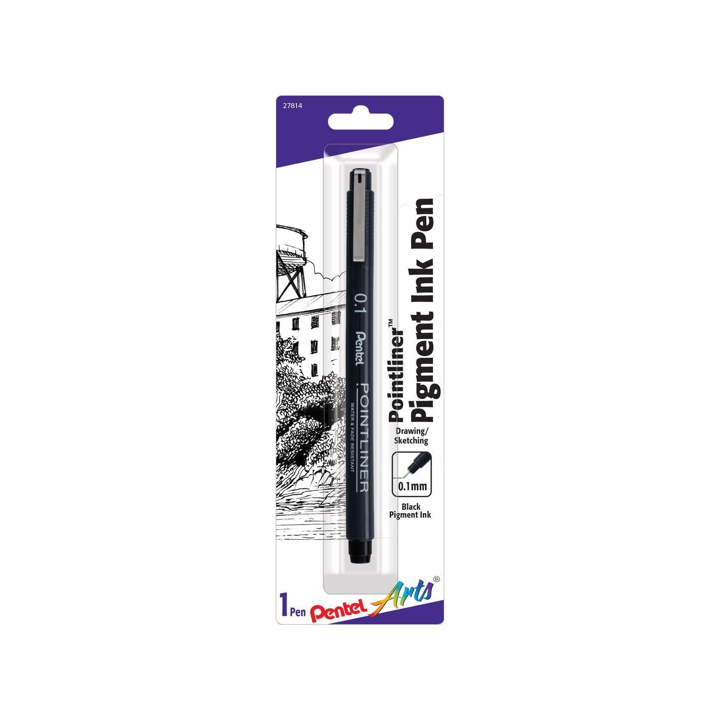 Pentel Arts Pointliner Pen, 1-Pack, 0.1mm, Black Ink (S20P1BPA)