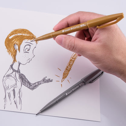 Pentel Arts Sign Pen Brush Tip, Gold/Silver, 2-Pk (SES15CBPXZ)