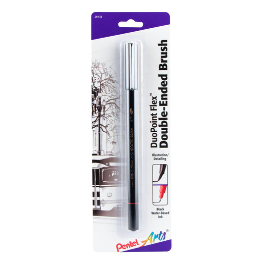 Pentel Arts DuoPoint FlexÃƒÆ’Ã‚Â¢ÃƒÂ¢Ã¢â€šÂ¬Ã…Â¾Ãƒâ€šÃ‚Â¢ Double Ended Brush, Black Ink, 1-Pk Carded (SFW34BPA)