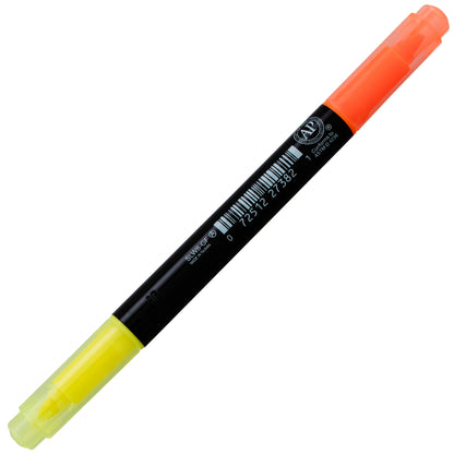 Twin Checker Dual-tip Highlighter, Chisel Tip, Yellow/Orange Ink (SLW8-GF)