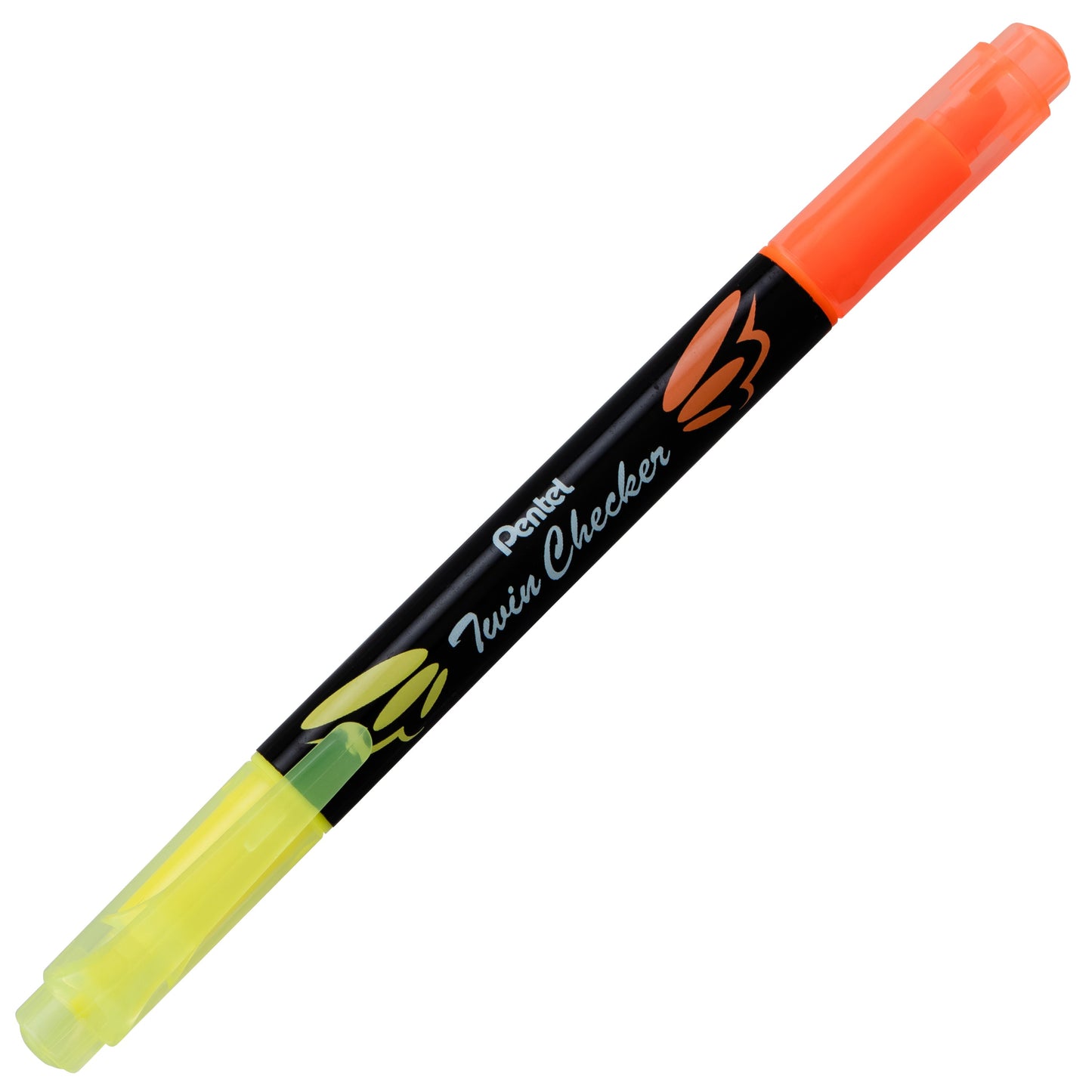 Twin Checker Dual-tip Highlighter, Chisel Tip, Yellow/Orange Ink (SLW8-GF)