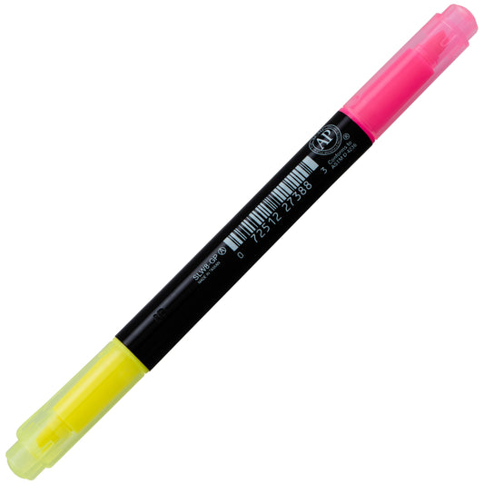 Twin Checker Dual-tip Highlighter, Chisel Tip, Yellow/Pink Ink (SLW8-GP)