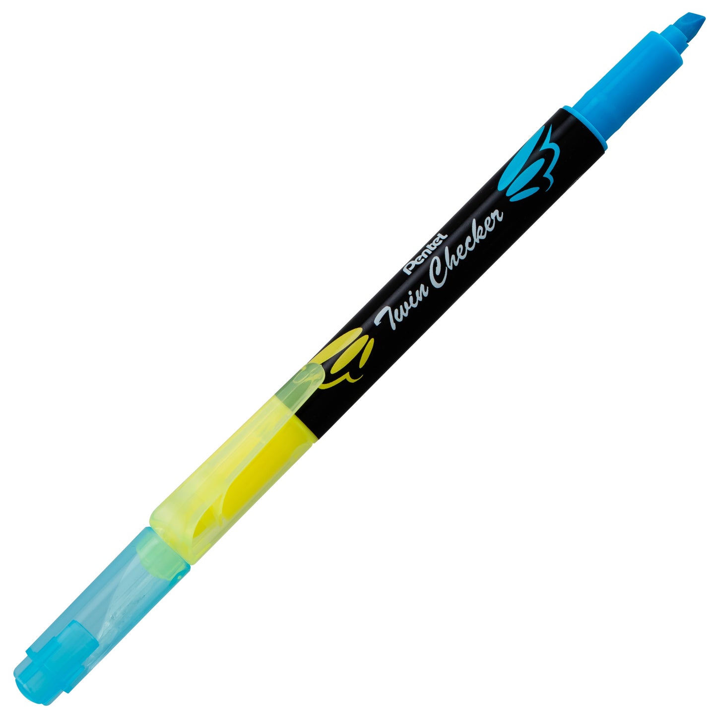 Twin Checker Dual-tip Highlighter, Chisel Tip, Yellow/Blue Ink (SLW8-GS)