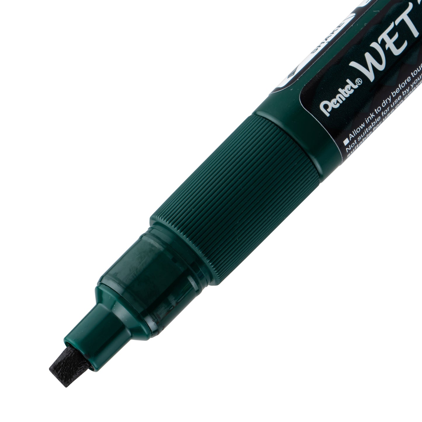 Pentel Arts Wet Erase Chalk Marker, Chisel Tip, Black Ink (SMW26-A)
