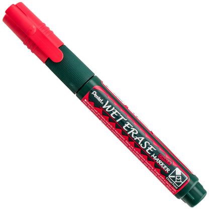 Pentel Arts Wet Erase Chalk Marker, Chisel Tip, Red Ink (SMW26-B)