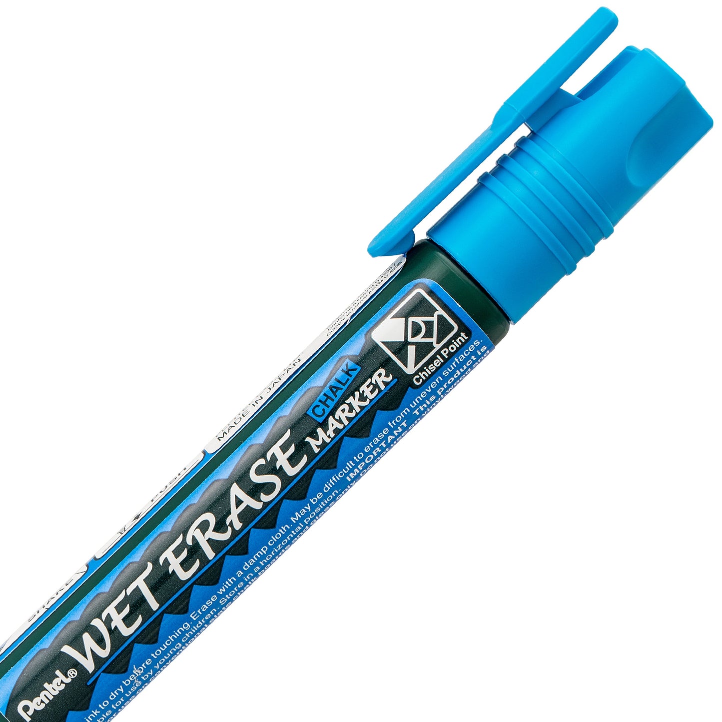 Pentel Arts Wet Erase Chalk Marker, Chisel Tip, Blue Ink (SMW26-C)