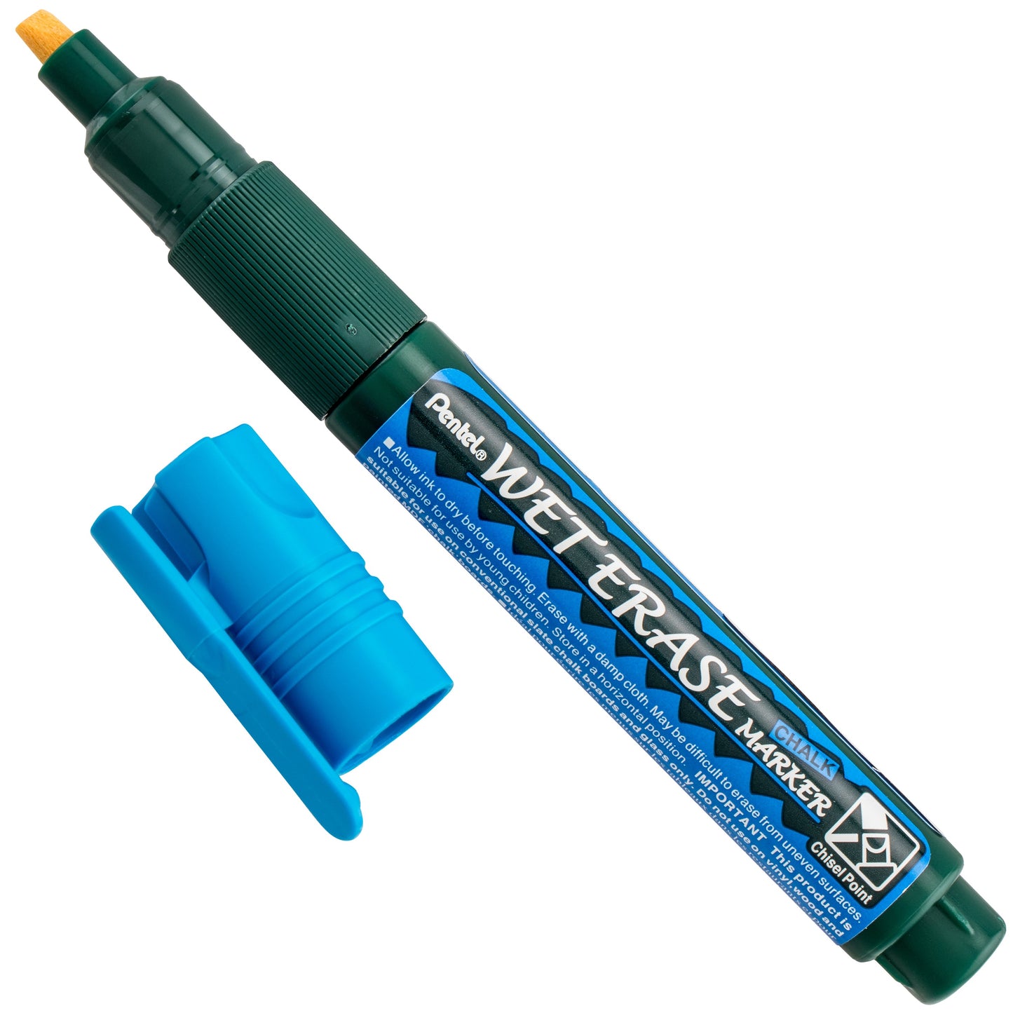 Pentel Arts Wet Erase Chalk Marker, Chisel Tip, Blue Ink (SMW26-C)