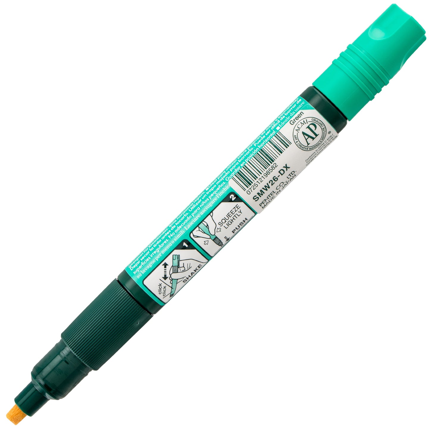 Pentel Arts Wet Erase Chalk Marker, Chisel Tip, Green Ink (SMW26-D)