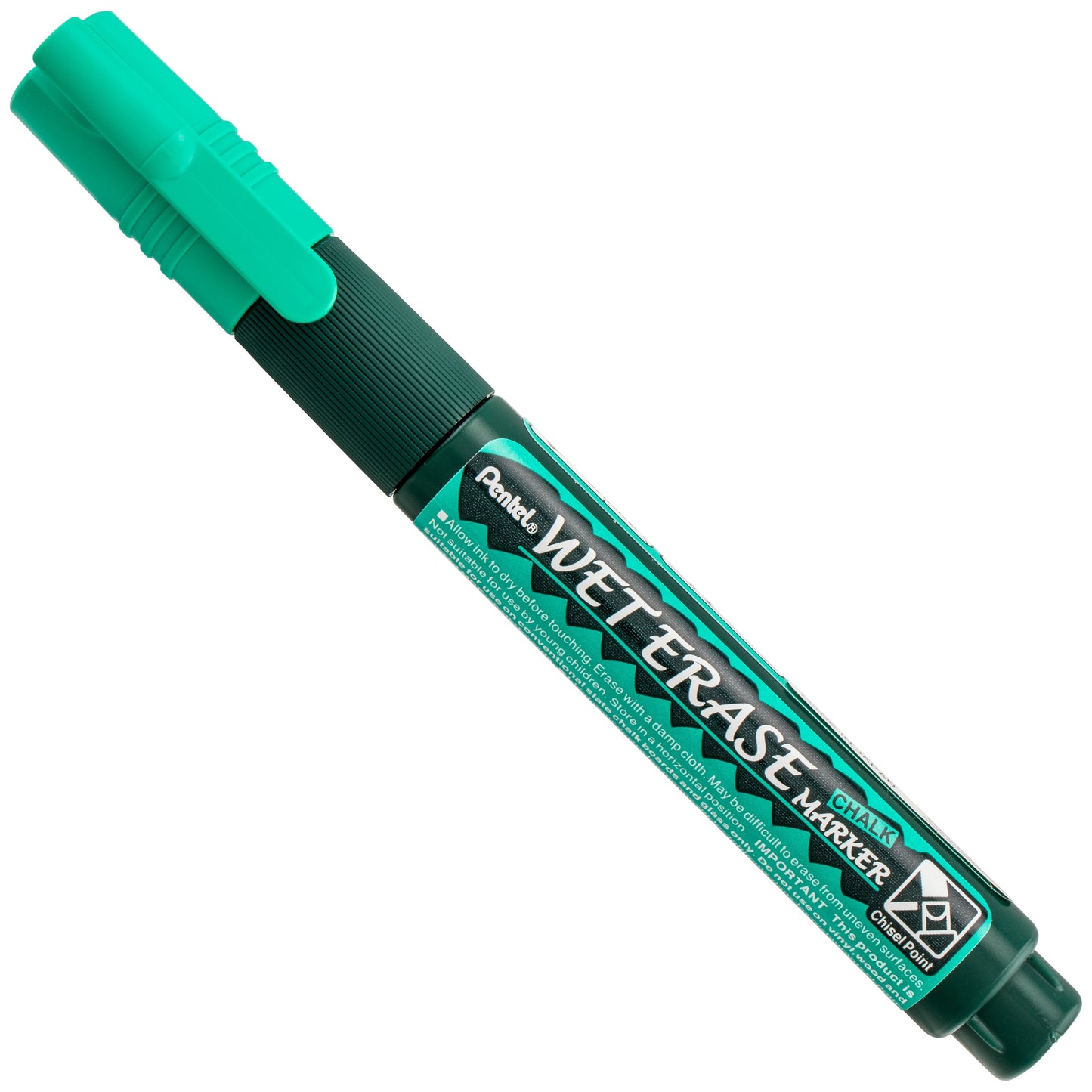 Pentel Arts Wet Erase Chalk Marker, Chisel Tip, Green Ink (SMW26-D)