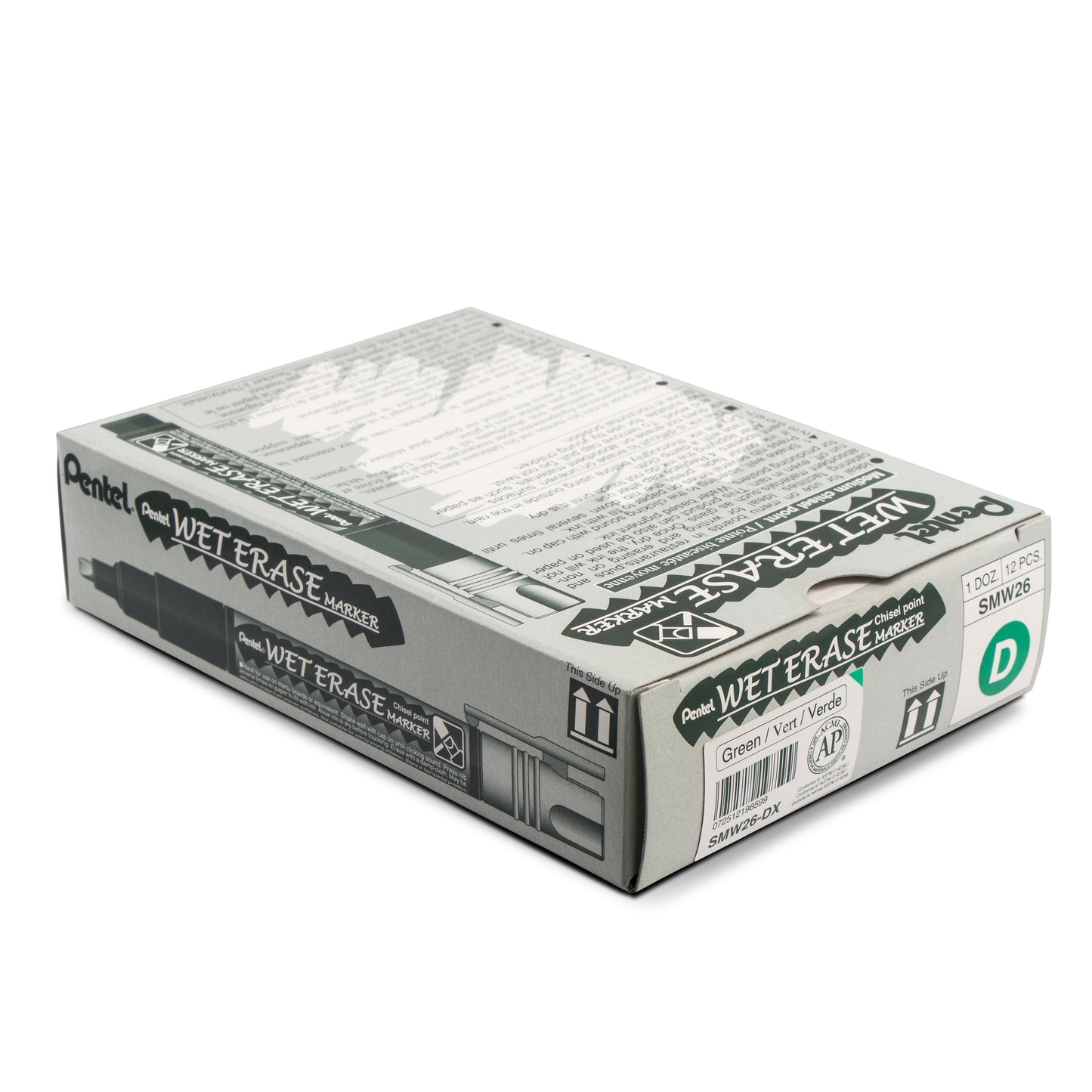 Pentel Arts Wet Erase Chalk Marker, Chisel Tip, Green Ink (SMW26-D)