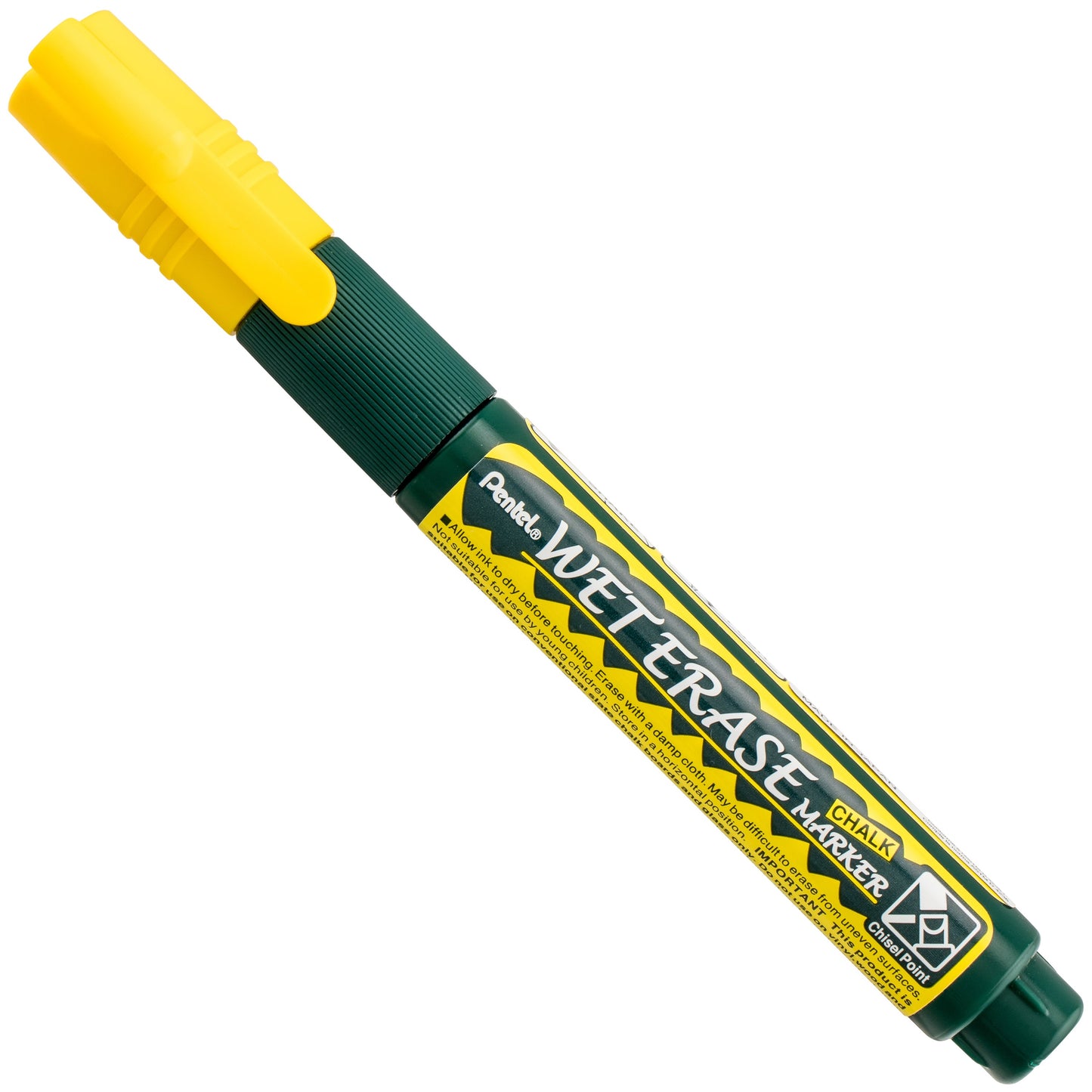 Pentel Arts Wet Erase Chalk Marker, Chisel Tip, Yellow Ink (SMW26-G)