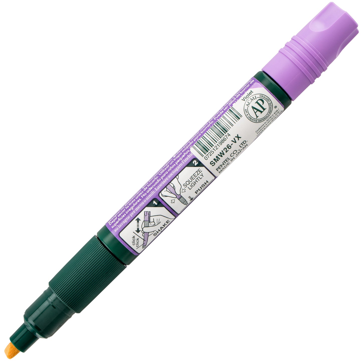 Pentel Arts Wet Erase Chalk Marker, Chisel Tip, Violet Ink (SMW26-V)