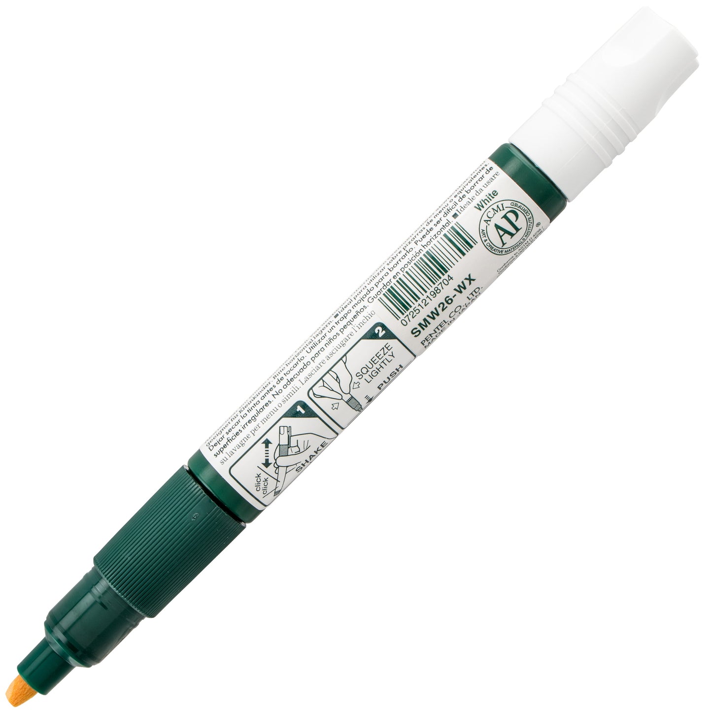 Pentel Arts Wet Erase Chalk Marker, Chisel Tip, White Ink (SMW26-W)