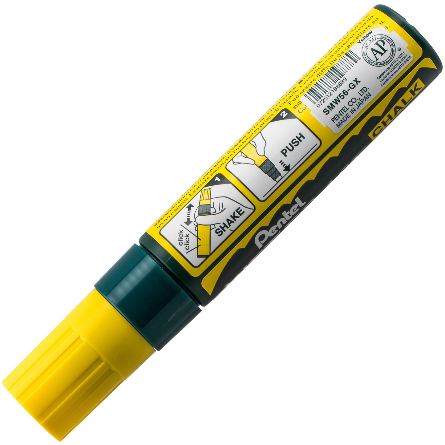 Pentel Arts Wet Erase Chalk Marker, Jumbo Tip, Yellow Ink (SMW56-G)