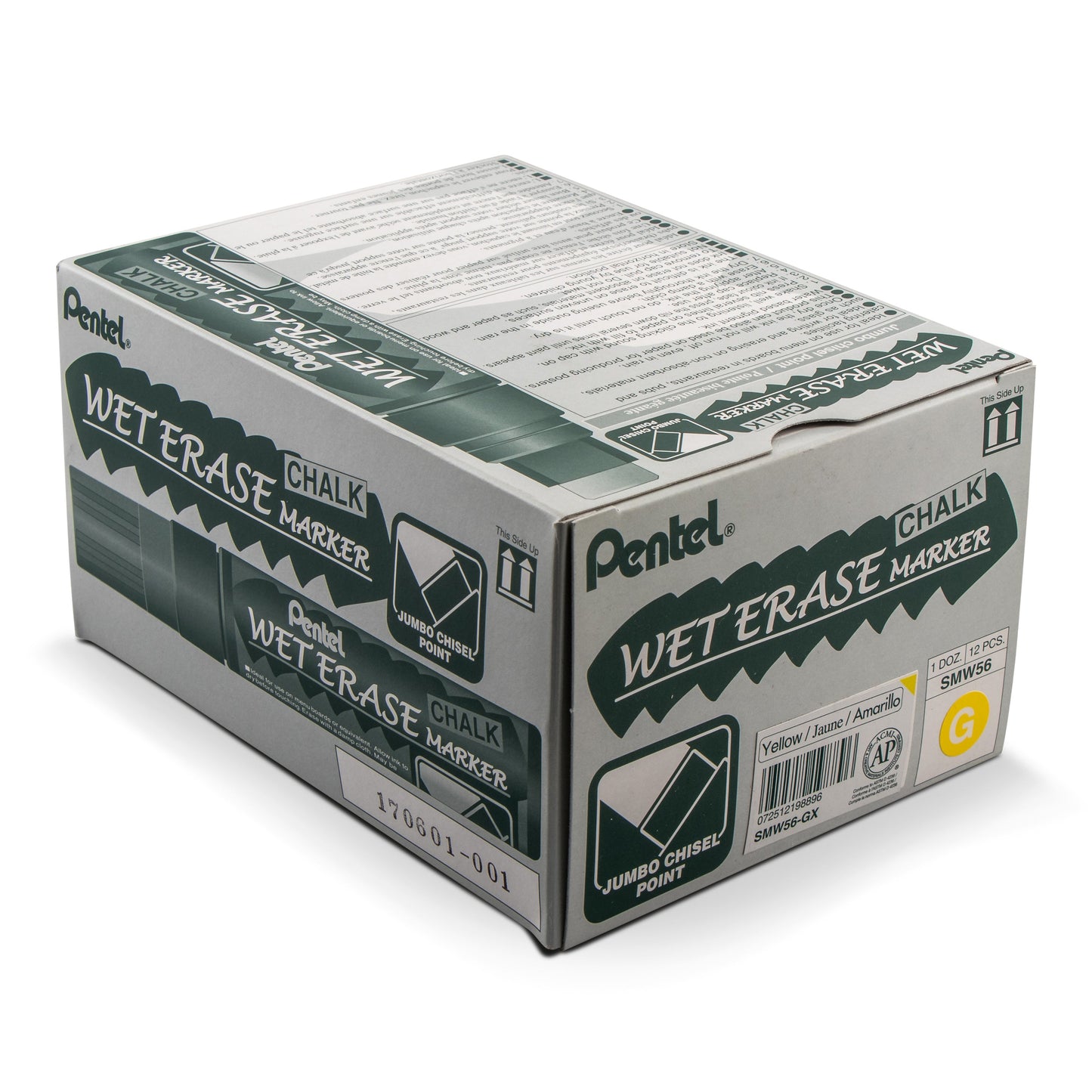 Pentel Arts Wet Erase Chalk Marker, Jumbo Tip, Yellow Ink (SMW56-G)