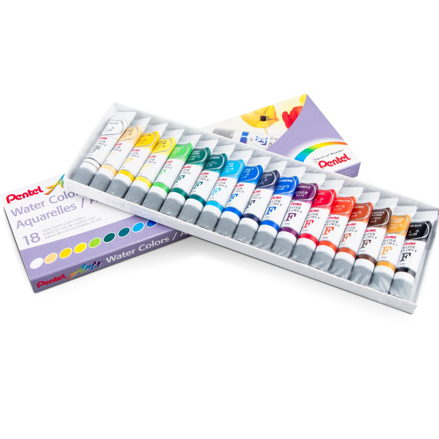 Pentel Arts Water Colors Assorted Colors, 18-Pk (WFRS-18)