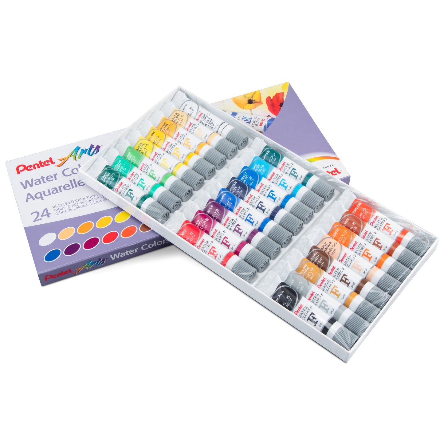 Pentel Arts Water Colors Assorted Colors, 24-Pk (WFRS-24)
