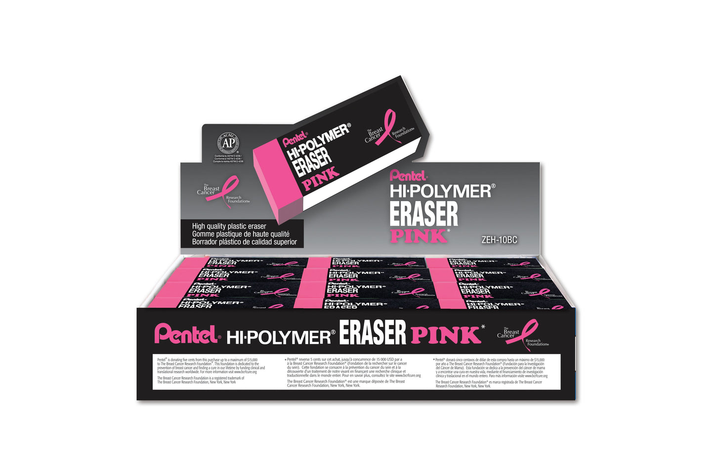 PINK BCA Hi-Polymer Block Eraser, Large Pink (ZEH-10BC)