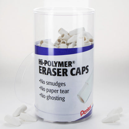 Pentel Arts Hi-Polymer White Cap Eraser, Canister Display - 240 Pieces (ZEH02-240)