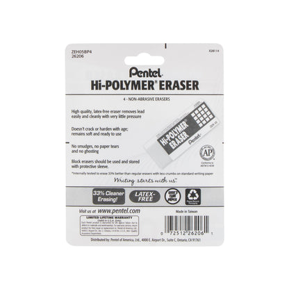 Hi-Polymer Block Eraser Small White, 4-Pk (ZEH05BP4)