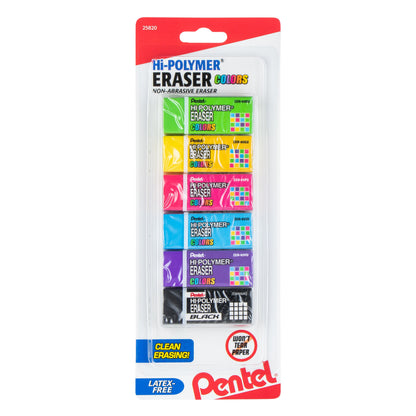 Hi-Polymer Block Eraser COLORS Small, Assorted Colors, 6-Pk (ZEH05CRBP6M)