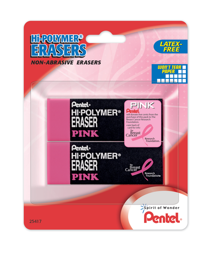 PINK BCA Hi-Polymer Block Eraser, Large Pink 2-Pk (ZEH10BCBP2)
