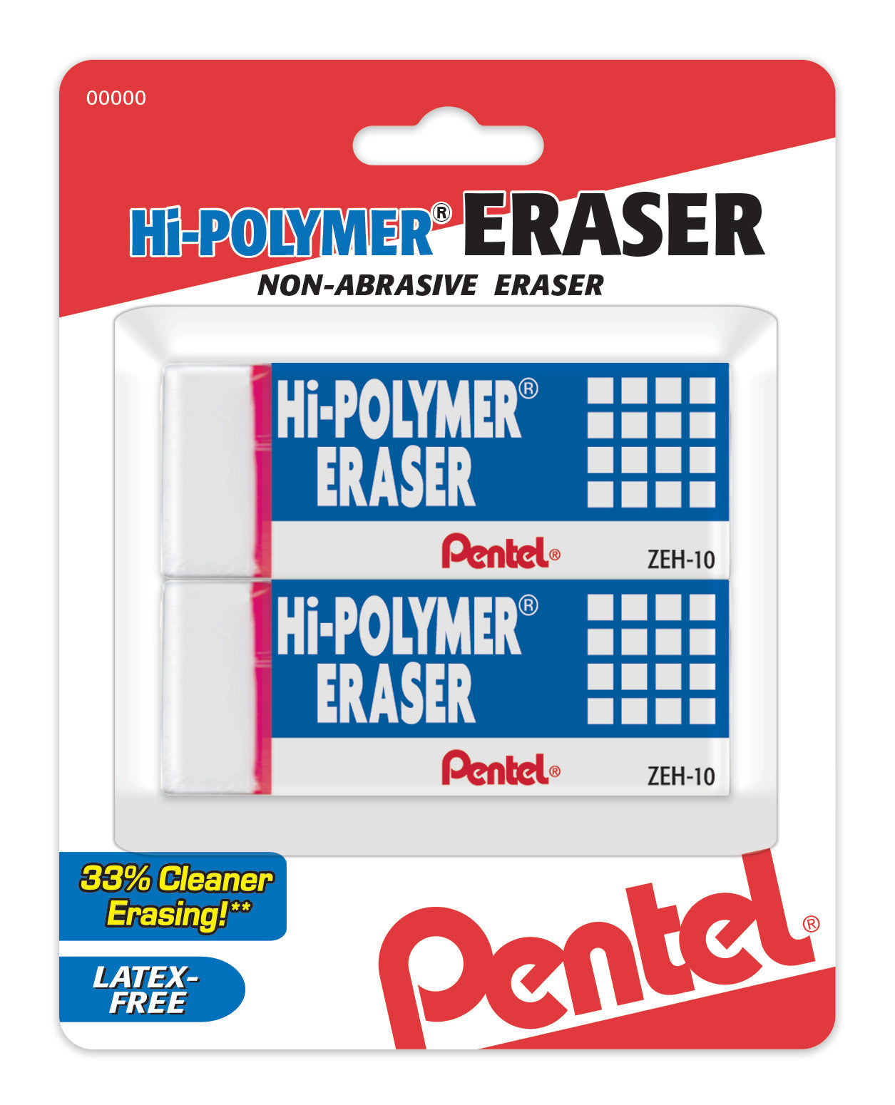 Hi-Polymer Block Eraser, Large White 2-Pk (ZEH10BP2)