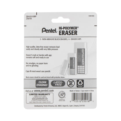 Hi-Polymer Eraser Mixed Pack (4-caps, 1-small block 1-large block), 6-Pk (ZEH2510BP)