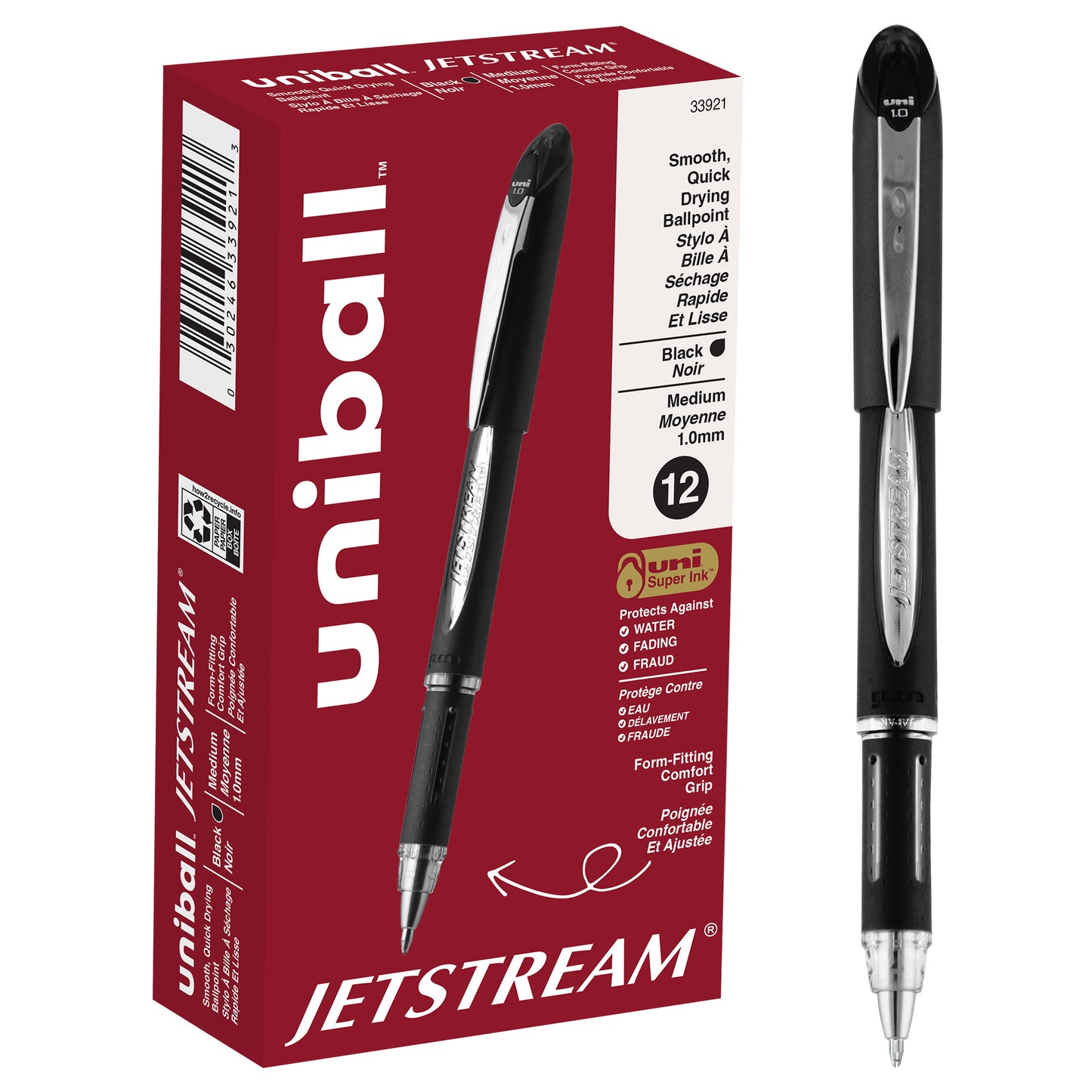 uniball™ Jetstream Ballpoint Pens, Medium Point (1.0mm), Black, 12 Pack